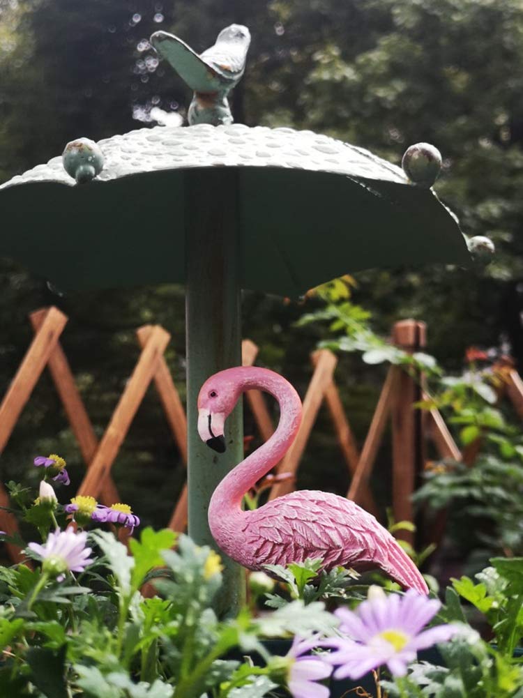 MUAMAX Miniature Flamingo Picks 2 Pack Fairy Garden Accessories Pink Miniature Garden Flamingo Figurines Decorative Plant Stakes for Pots Ornaments - Image 5